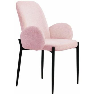 Home Heavenly Home Heavenly - Pack 2 Sillas Comedor De Dise&ntilde;o Cheryl, Tapizadas Tejido Borreguito Y Patas Metal Negro. Color: Rosa