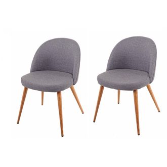 Hhg Hhg - Nunca Usado] Juego De 2 Sillas De Comedor 094, Silla De Cocina, Dise&ntilde;o Retro A&ntilde;os 50, Tela/textil, Gris Oscuro