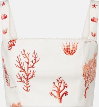 Agua Bendita Cacao printed cotton crop top