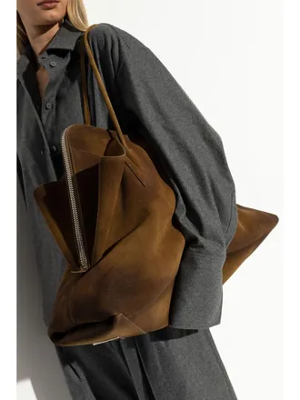 The Attico Womens Tote La Passeggiata Large Green Suede Handbags Hand Bags