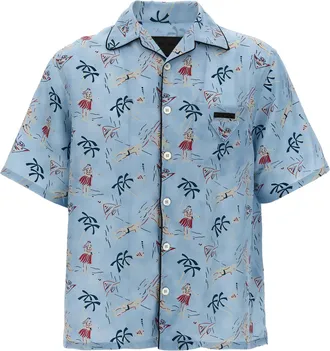 Prada Blue Viscose Mens Blouse