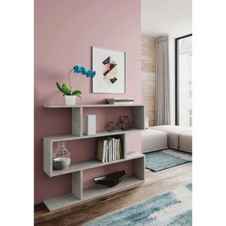 Dmora Librer&iacute;a Decorativa Y Funcional, Color Gris Cemento, Medidas 110 X 97 X 25 Cm, Con Embalaje Reforzado - Dmora