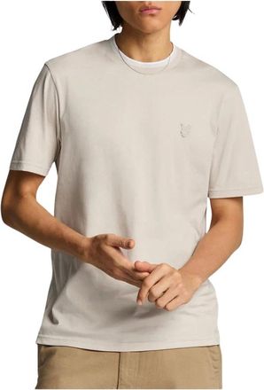 Lyle & Scott Tops, Heren, Beige, 2Xl, Katoen, Blauw Print Korte Mouw T-shirt