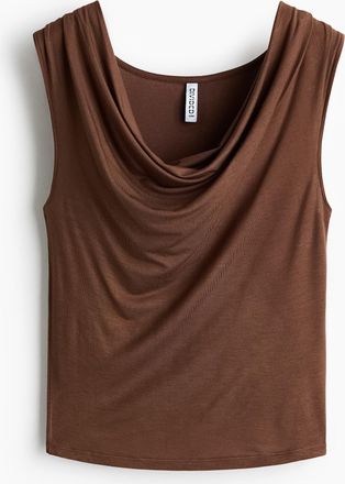 H&M Jerseytop mit Wasserfallausschnitt - Beige