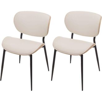 Hhg Non utilizzato] Set di 2 sedie da pranzo HHG 233, sedia, ecopelle in legno curvato 280g/m&sup2; Oeko-Tex mvg, naturale, bianco