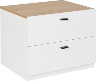 Beliani Beliani - Mesita De Noche Blanco Madera Clara Mdf 2 Cajones Almacenamiento Dormitorio Escandinavo Edison