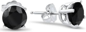 Pompeii3 14k White Gold 2ct TW Round Cut Black Diamond Studs