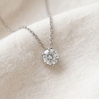 Pompeii3 14K White Gold 3/4ct Floating Solitaire Round Diamond Pendant 18 Necklace