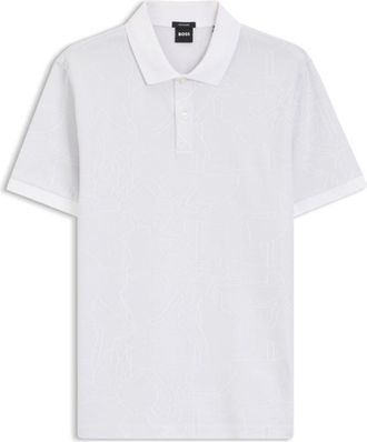 BOSS Jacquard-pattern polo shirt in cotton