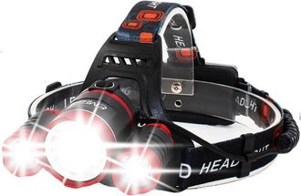 OEM Lampara Frontal - 3 Led Cree Xm-l T6 Xp-g R5 - 5000 Lm - Estanque Ipx4 - Para Senderismo Camping Pesca - 2&times;18650 Recargables