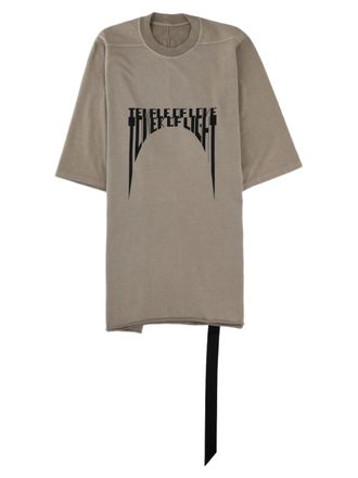 Rick Owens Grey Strap Detail Bold Graphic Cotton T-Shirt