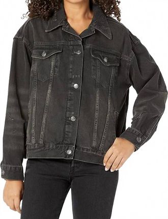 Free People Jolene Trucker Jacaket - Plus In Washed Black