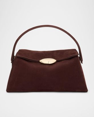 Benedetta Bruzziches Elif La Grande Foldover Suede Shoulder Bag