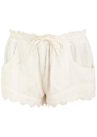Isabel Marant Lola Embroidered Woven Shorts - Ecru - 36 (UK8 / S)