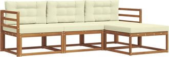 vidaXL Conjunto De Sof&aacute;s De Exterior 4 Uds. Natural Y Crema Vidaxl