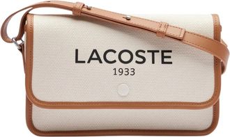 Lacoste Heritage Canvas Schoudertas Natuur Tan - Dames - Schoudertassen - Wit - ONE Size - Leer - Tassen