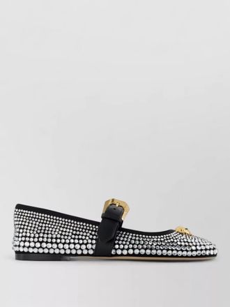 Versace loafers flats leather crystal logo