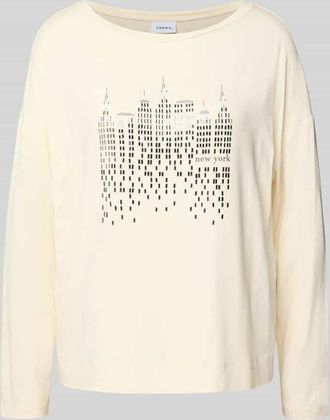 Comma Oversized Longsleeve mit Label-Detail in Offwhite, Größe 34