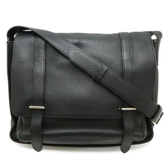 Herm&egrave;s Black Taurillon Clemence Leather Shoulder Bag (Pre-Owned)