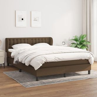 vidaXL Vidaxl - Cama Box Spring Con Colch&oacute;n Tela Marr&oacute;n Oscuro 140x190 Cm