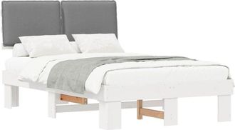 vidaXL Bed Frame with Upholstered Headboard Light Grey 120 x 190 cm vidaXL