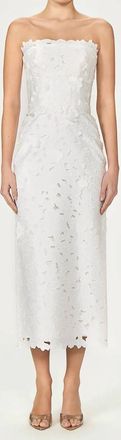 Costarellos Astelle Floral Cut Strapless Dress In Off White