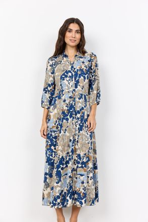 Soyaconcept Druckkleid SOYACONCEPT SC-CUNILLA 2, Damen, Gr. XXL, N-Gr, navy combi, Web, Obermaterial: 100% Viskose, gemustert, lang, V-Ausschnitt, Kleider Druckkl