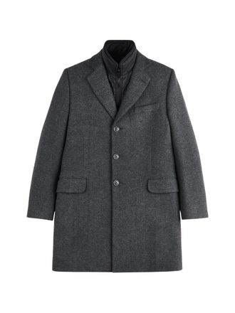 Fay Tailored Three-Button Coat With Herringbone Pattern And Padded Insert