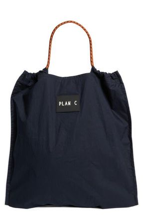 Plan C Cotton Shopper Tote in Blue Black at Nordstrom