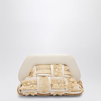Themoir&egrave; Small Tia clutch in butter color with raffia inserts