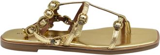 Kurt Geiger Gouden Gladiator Platte Sandalen - Dames - Sandalen - Geel - 36 EU - Leer - Schoenen