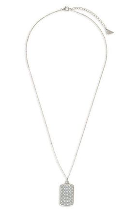 Sterling Forever Pav9 Cubic Zirconia Rectangle Pendant Necklace in Silver at Nordstrom