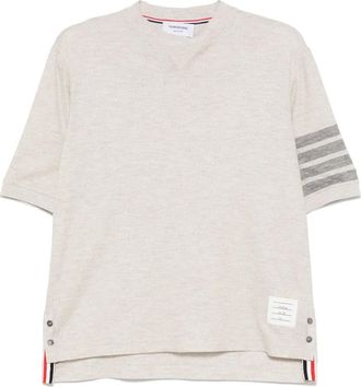 Thom Browne T-shirt con dettaglio 4 a righe - Grigio