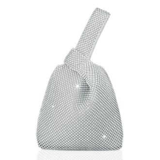 Babeyond Womens Rhinestone Clutch Evening Bags Sparkly Glitter Wristlet Purses for Party Prom Wedding, Silver4, One Size