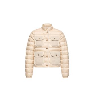 Moncler Moncler Furet Wool & Cashmere Trimmed Short Down Jacket, Women, Beige, Size: 1