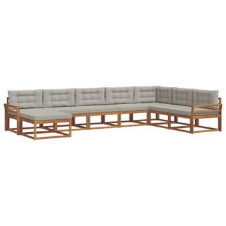 vidaXL Conjunto De Sof&aacute;s De Exterior 8 Pcs Gris Natural Y Claro Vidaxl