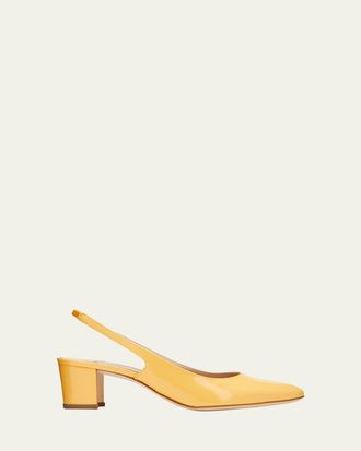 Manolo Blahnik Allurasan Patent Slingback Pumps
