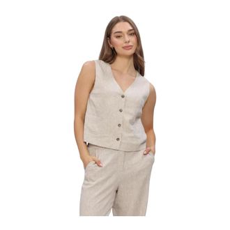 Moss Copenhagen Dames, Jassen, Beige, Maat: L Linnen