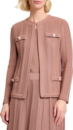 Misook Heritage Braided Cable Soft Knit Jacket in Charmeuse at Nordstrom Rack, Size Xx-Large