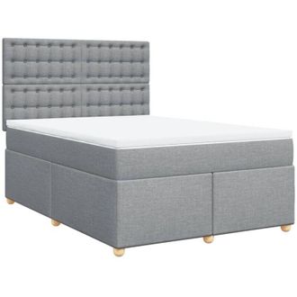 vidaXL Vidaxl - Cama Box Spring Con Colch&oacute;n Tela Gris Claro 160x200 Cm