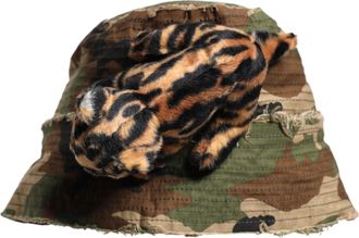 Dolce & Gabbana Multicolor Leopard Embellish Wide Brim Bucket Mens Hat