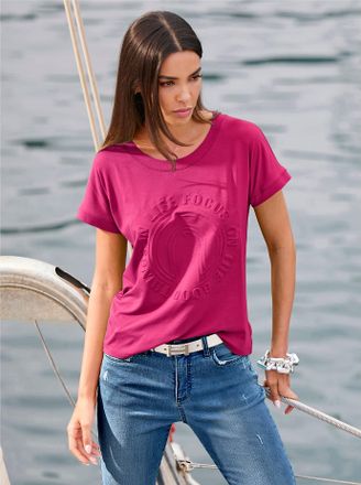 Heine T-Shirt HEINE Shirt, Damen, Gr. 34, pink, 95% Viskose, 5% Elasthan, unifarben, Rundhals, Shirts T-Shirt