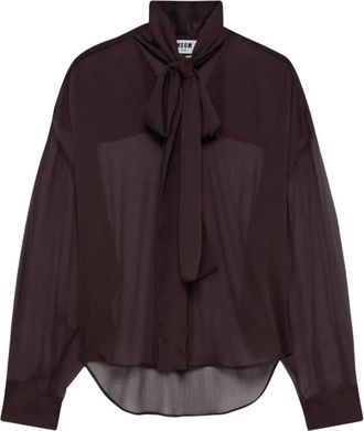 Msgm Camisa de crep&eacute; - Blouses & Shirts - Mujer - Marr&oacute;n - S