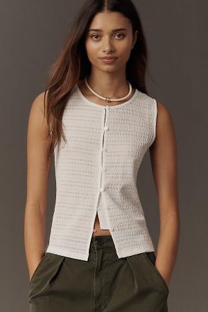 Sanctuary Textured Button Front Vest Top
