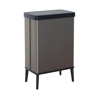 Dmora Contenedor De Basura Scillato, Cubo De La Basura, Papelera Para Recogida Selectiva De Residuos, Gabinete De Basura, 44x27 H69 Cm, Gris Oscuro - Dmora