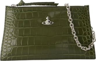 Vivienne Westwood Clutch Plano Peque&ntilde;o con Cremallera - Bags - Mujer - Verde - ONE SIZE