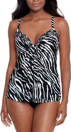 Miraclesuit Tiger Sombre Marina Tankini Top in Black/White at Nordstrom Rack, Size 10