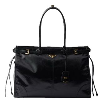Prada Extra Large Leather Handbag Black 1BA439-2CYR-F0002