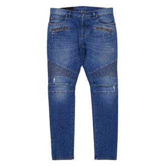 Balmain Ribbed-Detail Skinny Jeans, Waist Size 33