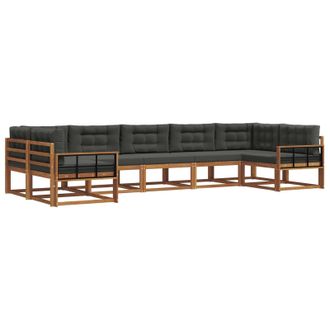 vidaXL Conjunto De Sof&aacute;s De Exterior 7 Pcs Natural Y Antracita Vidaxl